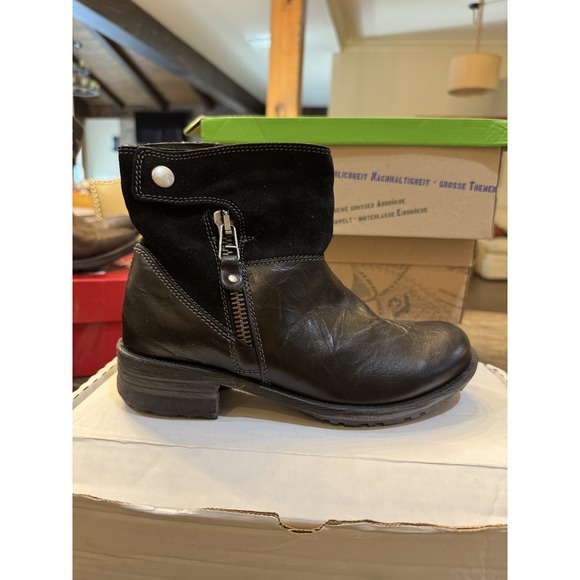 Josef Seibel Womens Sandra Leather Ankle Boot Bottie Side Zip Black EU 37 US 6.5 - Picture 2 of 8